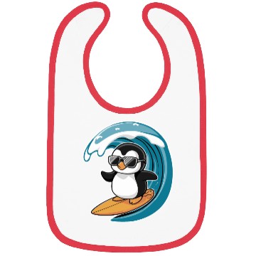 Discover Cool Surfing Penguin Riding the Waves Bibs