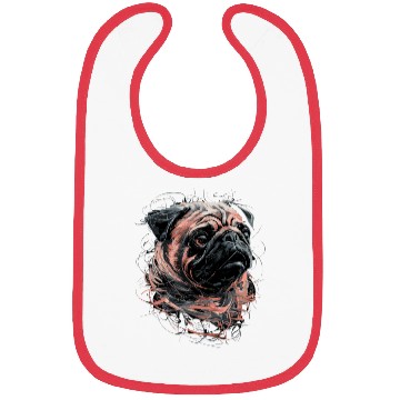 Discover Pug Drawing Abstract Animal Illustration with Bibs