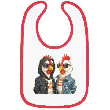Discover Chickens dressed in stylish streetwear Bibs