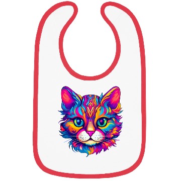 Discover Psychedelic Cat - Groovy Neon Feline Bibs