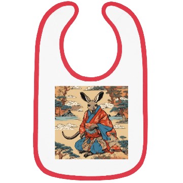 Discover Retro Ukiyo-e Style Kangaroo Caricature Bibs