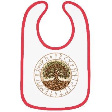 Discover Viking runes tree of Life round frame celtic Bibs