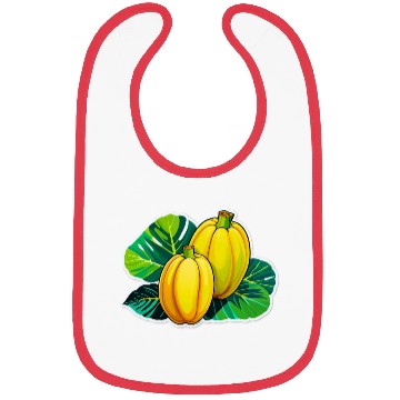 Discover Yellow Squash with Green Leaves Illustration Bibs
