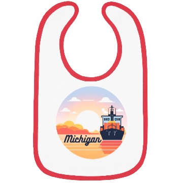 Discover Michigan Boat with Sunset Bibs