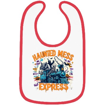 Discover Haunted Mess Express Fun Spook Halloween Train Pun Bibs