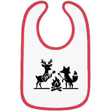 Discover Deer and Fox Camping Campfire - vector one color Bibs