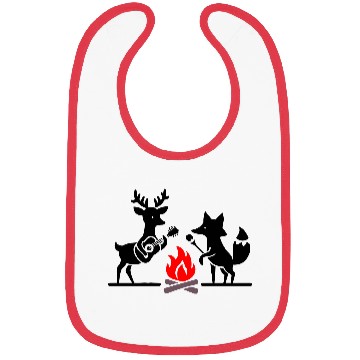 Discover Deer and Fox Camping Campfire - vector 3 colors Bibs
