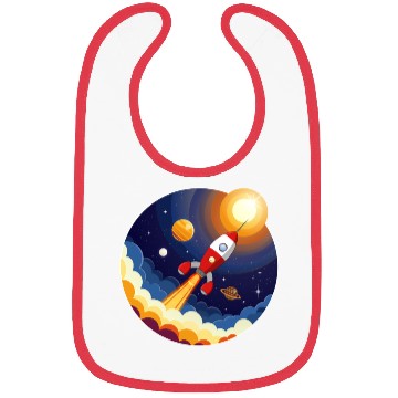 Discover Colourful image of a rocket flying through space Bibs
