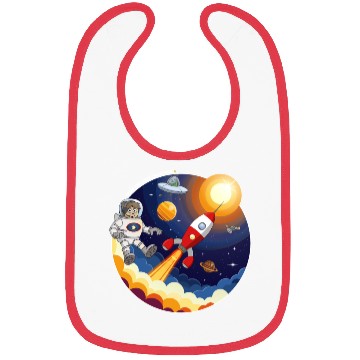 Discover rocket, astronaut, UFO, and satellite in space Bibs