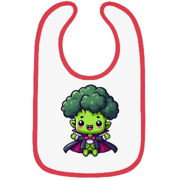 Discover Cute Halloween Broccoli Vampire Cartoon Green Bibs