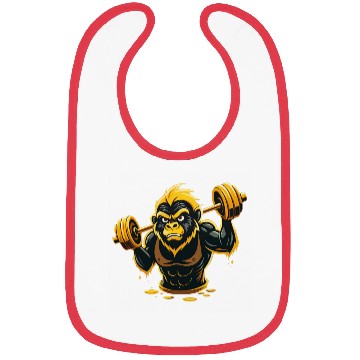 Discover Vector illustration, gorilla lifting weights Bibs