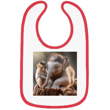 Discover Cute Monkey and Elephant. Bibs