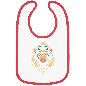 Discover Vibrant Geometric Monkey Art with Neon Colors Bibs