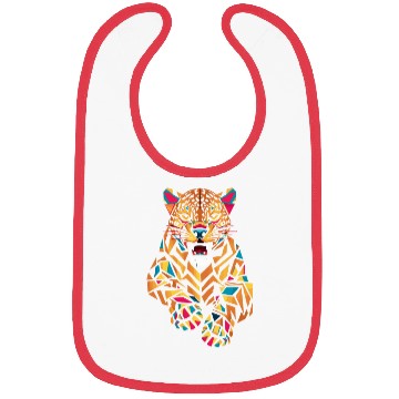Discover Colorful Geometric Jaguar Illustration Bibs
