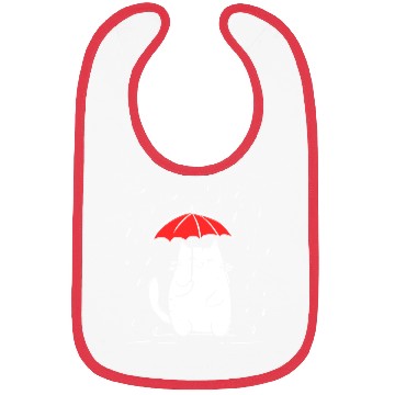 Discover Red Umbrella Cat Rainy Day Cat Bibs