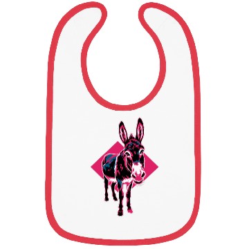 Discover Geometric Farm Animal Graphic: Vibrant Donkey Art Bibs