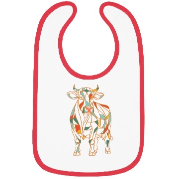 Discover Geometric Farm Animal Graphic Vibrant Cow Bibs