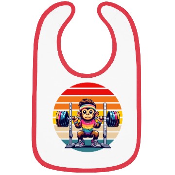 Discover Rainbow Monkey Squatting in the Gym Bibs