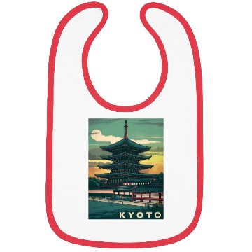 Discover Vintage Travel Kyoto Japan Sunset Retro Graphic Bibs
