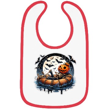 Discover Halloween Skeleton Funny Pumpkin Beach Vacation Bibs