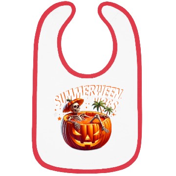 Discover funny Summerween Vibes Skeleton Pumpkin Summer Vac Bibs