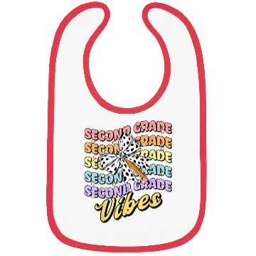 Discover Second 2nd Grade Vibes Teacher Coquette Bow Dalmat Bibs