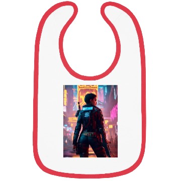 Discover Cyberpunk Warrior: Sentinel of the Neon Streets Bibs