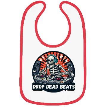 Discover Drop Dead Beats: Skeleton DJ Spinning Records Bibs