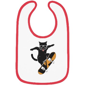 Discover Cat Wearing Sunglasses Skateboarding Magic Bibs
