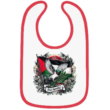 Discover Pigeon holding olive's leaf free Palestine Flag Bibs