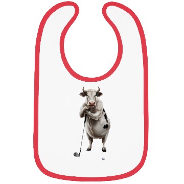 Discover Cow Playing Golf Bibs