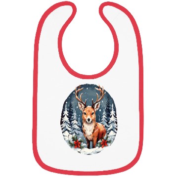 Discover Christmas Deer with Poinsettia and Snow Bibs