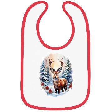 Discover Christmas Deer with Poinsettia and Snow Bibs