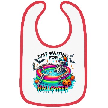 Discover Funny Just Waiting For Halloween Skeleton Bibs