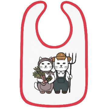 Discover Farmer Cat Feline Couple Bibs