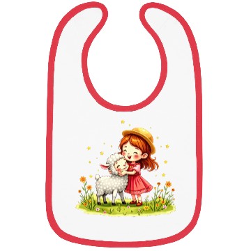 Discover Girl Hugging a Cute Sheep Bibs