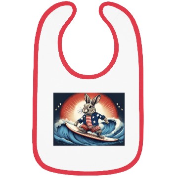 Discover Stars & Stripes Surfer Bunny Bibs