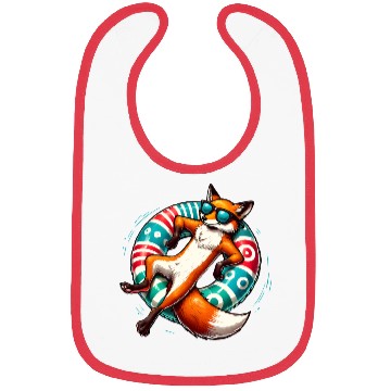 Discover A relaxed fox on a swimming ring Bibs