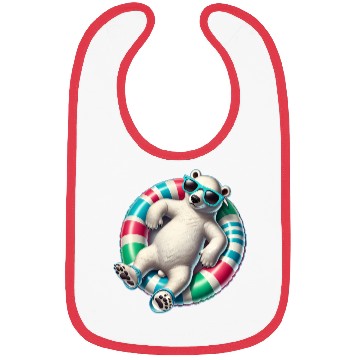 Discover A relaxed polar bear on a swimming ring Bibs