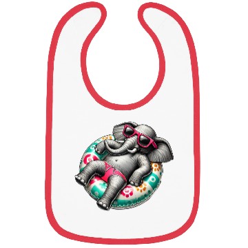 Discover A relaxed elephant on a swimming ring Bibs