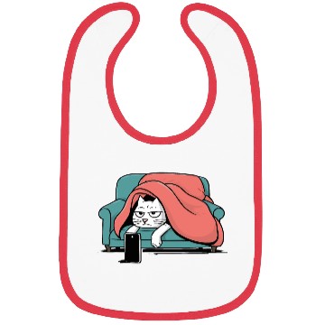 Discover Bored Cat on Couch With Smart Phone Bibs