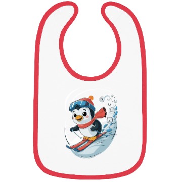 Discover Penguin Ski Adventure with Smiling Snowflakes Bibs
