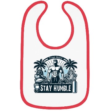 Discover train hard stay humble Bibs