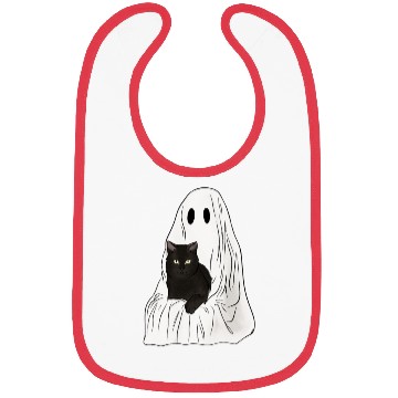 Discover Boo says the Cat! (Ghost holding Cat) Bibs