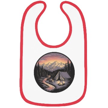 Discover Mountain Morning: Peaceful Camping Monoline Bibs