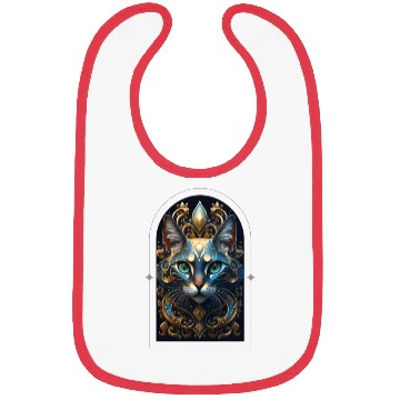 Discover Elegant stylish blue and gold cat face Bibs