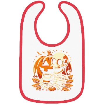 Discover Coffee Drinking Skeleton Pumpkin Halloween Costume Bibs