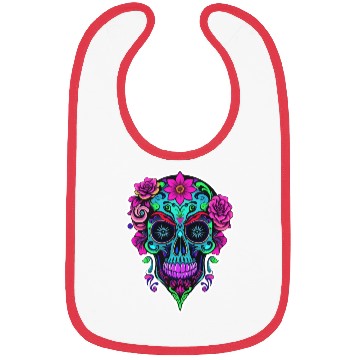 Discover A vibrant and abstract sugar skull Calavera Bibs