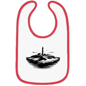 Discover Lonely Island With Lighthouse On The Coast Bibs
