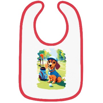 Discover Dachshund Dog Playing Golf Funny Design Bibs